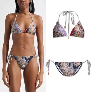 Zimmermann Rhiannon Paisley Print Two Piece Swimsuit Bikini Spliced US 4 NWT